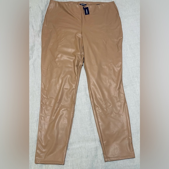 Express Pants - Express Super High Waisted Faux Leather Leggings in Tan Women’s Size Extra Large